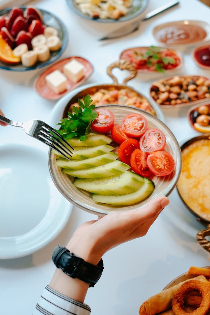 Crafting Captivating Headlines: Your awesome post title goes here Colorful composition featuring cucumber and tomato slices on a plate, perfect for healthy meals.